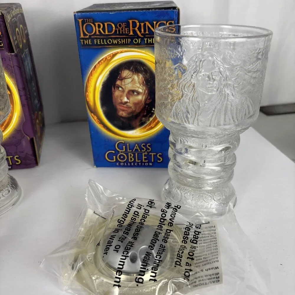 LOTR Lord of the Rings Glass Goblet Set Burger King 2001 Complete Set Of 4